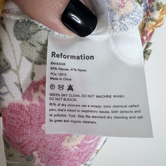 Reformation Boston Floral Midi Slip Dress Ivory Pink Yellow Size 8 Feminine - Picture 8 of 8